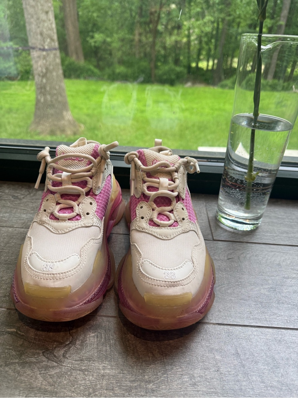 Balenciaga Pink and Cream Chunky Sneakers - Picture 2 of 5